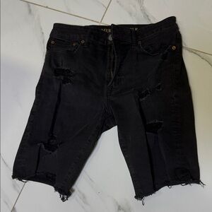 American Eagle Outfitters Black Distressed Men Shorts